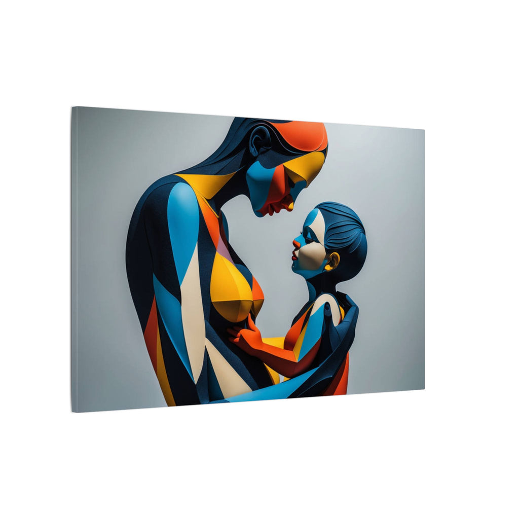 Held in Color – Geometric Mother and Child Canvas Print
