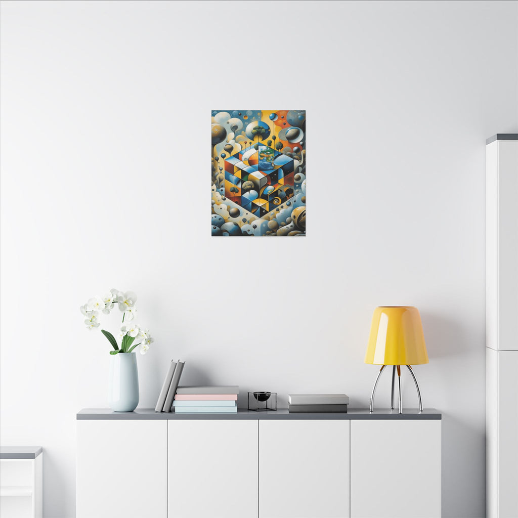 World Within Worlds – Surreal Geometric Earth Canvas Print
