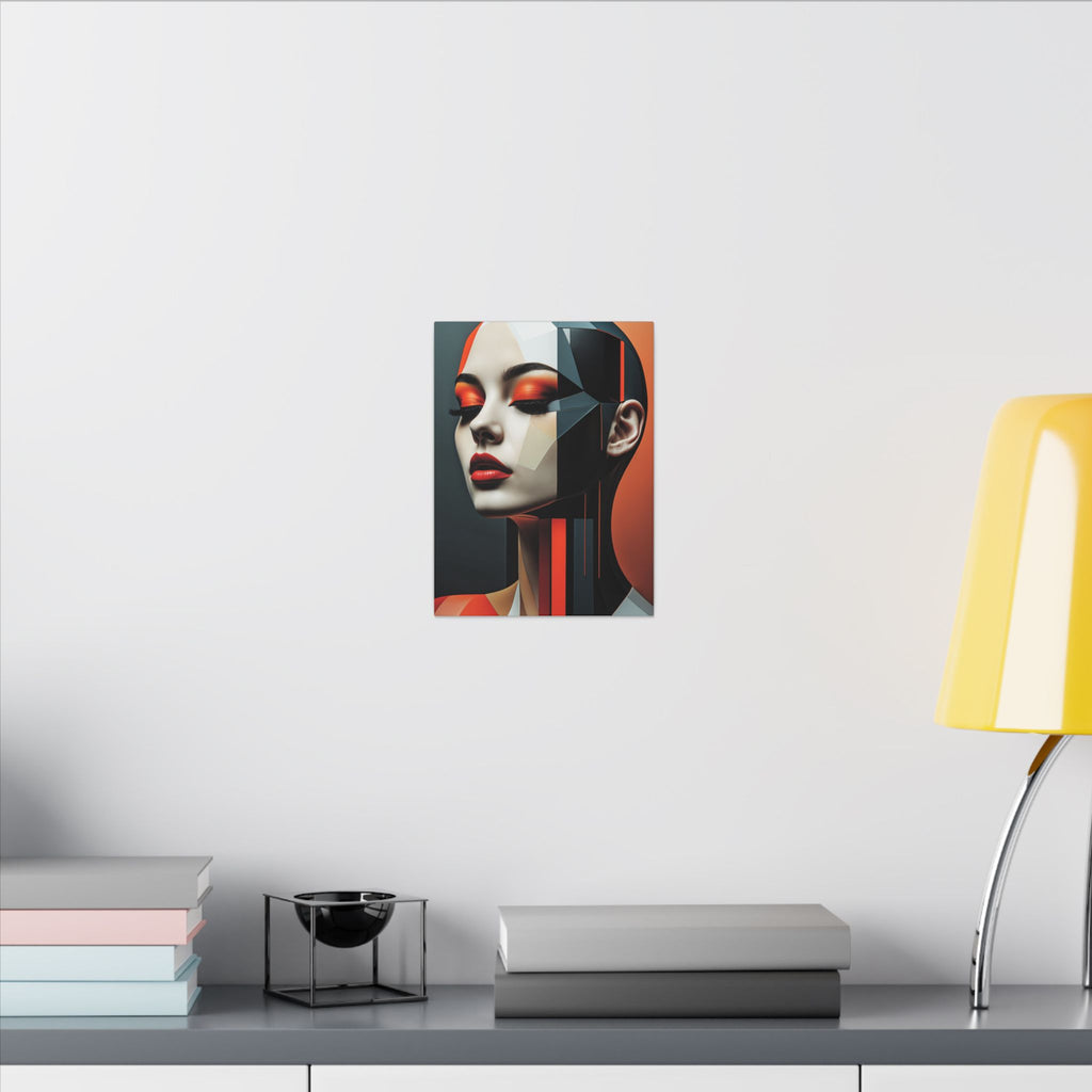 Quiet Voltage – Futurist Geometric Female Portrait Canvas Print