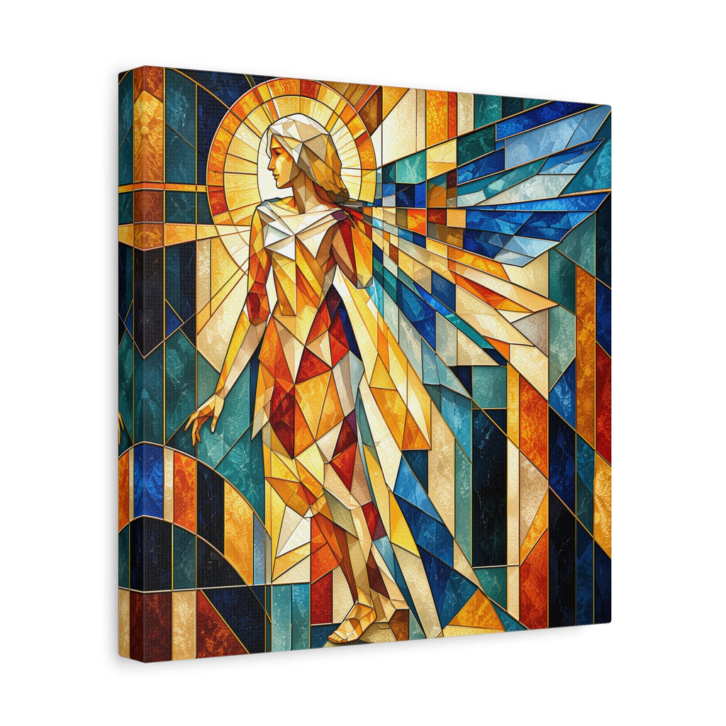 Messenger of Light — Geometric Stained Glass Angel Fine Art Print