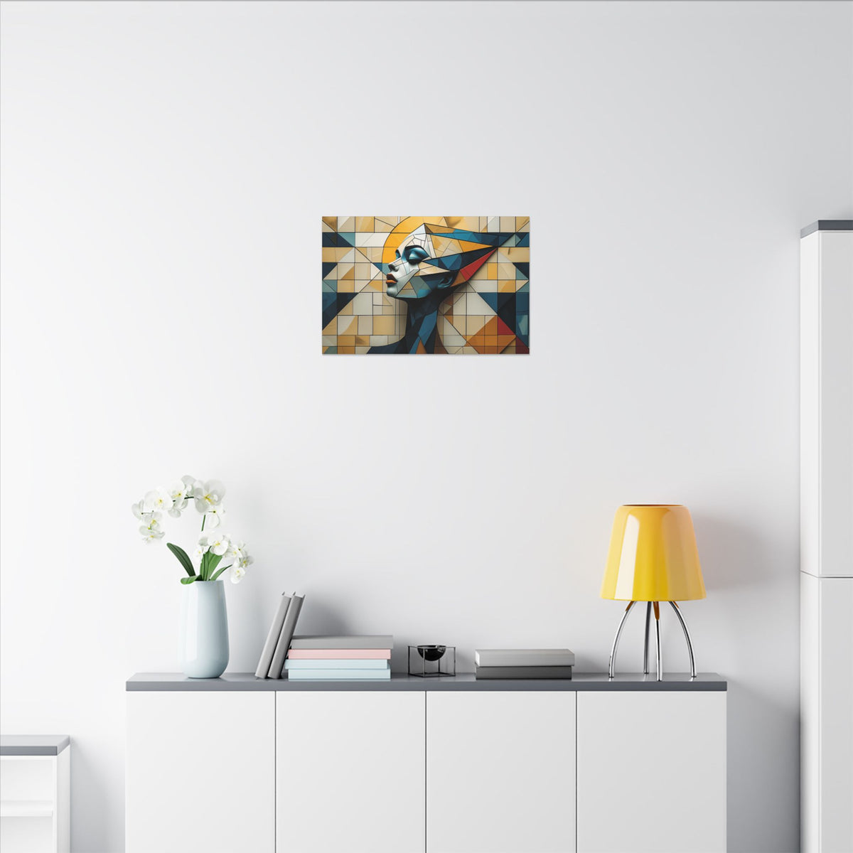 Measured Grace – Geometric Female Profile Canvas Print