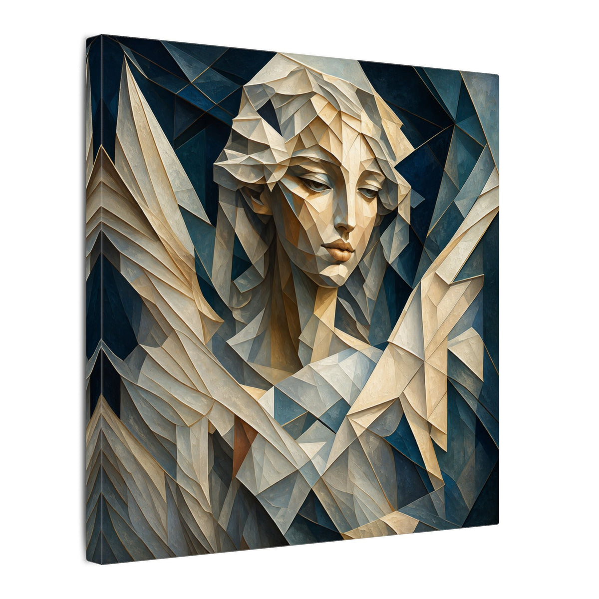 Quiet Messenger – Faceted Cubist Angel Canvas Print