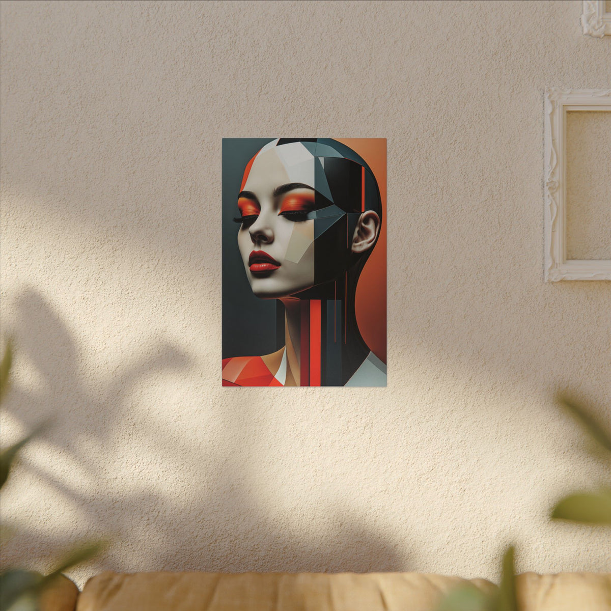 Quiet Voltage – Futurist Geometric Female Portrait Canvas Print