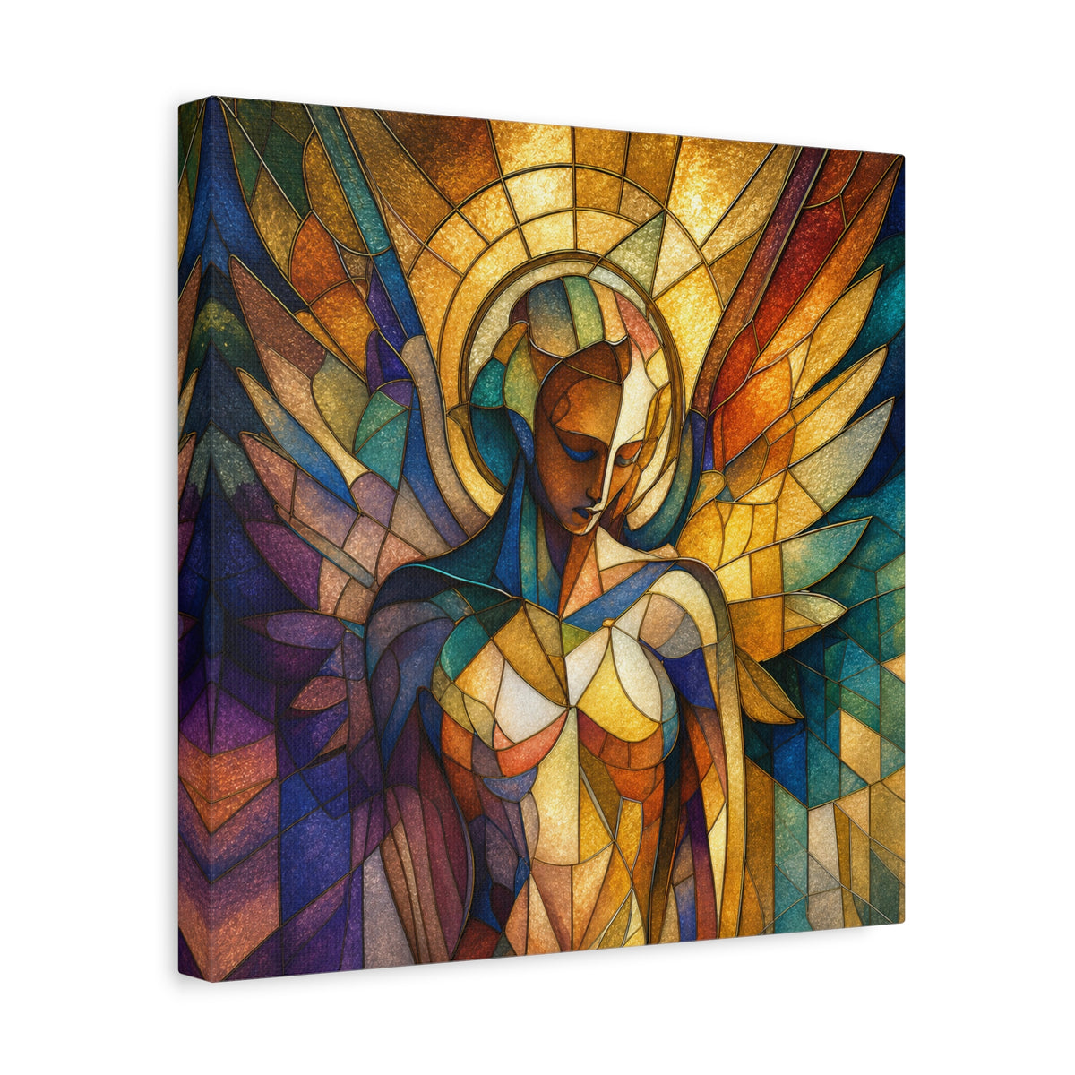 Grace in Full Color — Modern Stained Glass Angel Wall Art