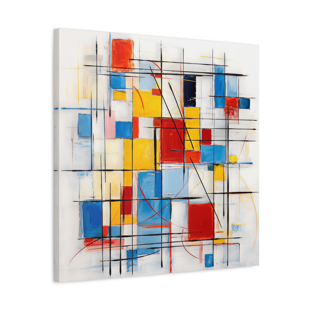 Controlled Chaos — Modern Geometric Abstract in Red, Blue, Yellow & Black
