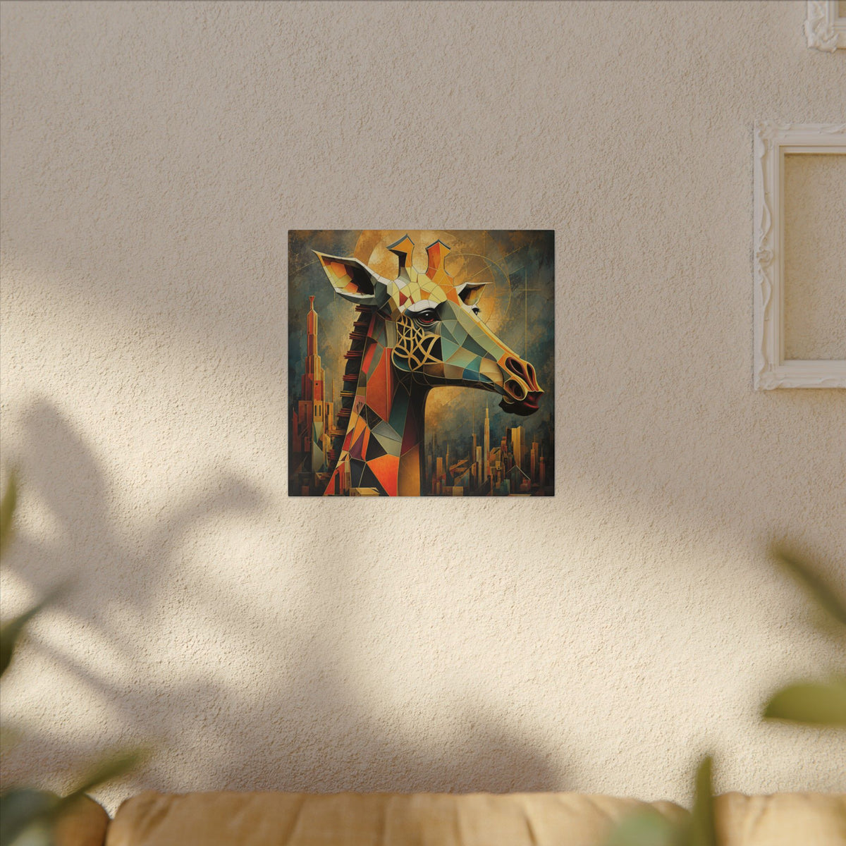 The Gilded Watcher — Cubist Giraffe Art Print