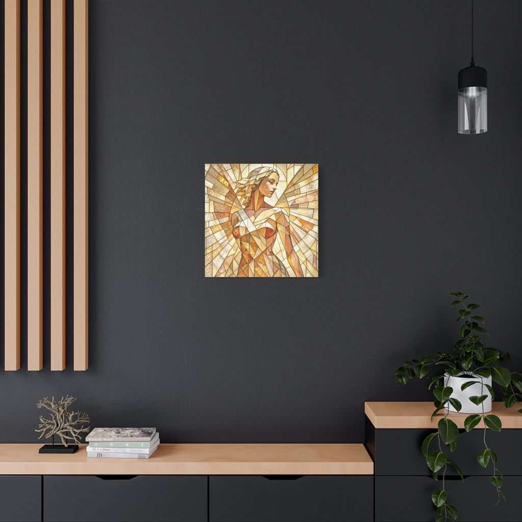 The Light She Carries | Golden Stained Glass Angel Art