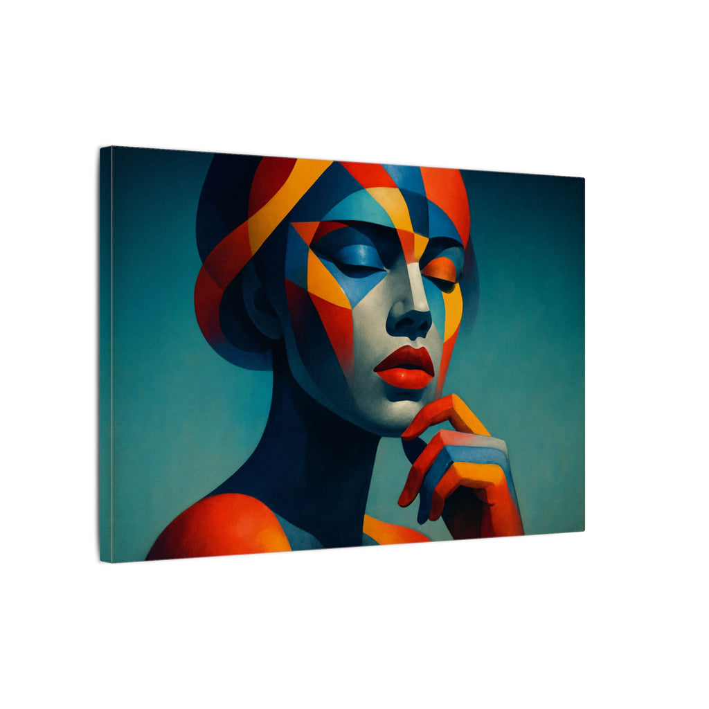 Composed in Color – Geometric Female Portrait Canvas Print