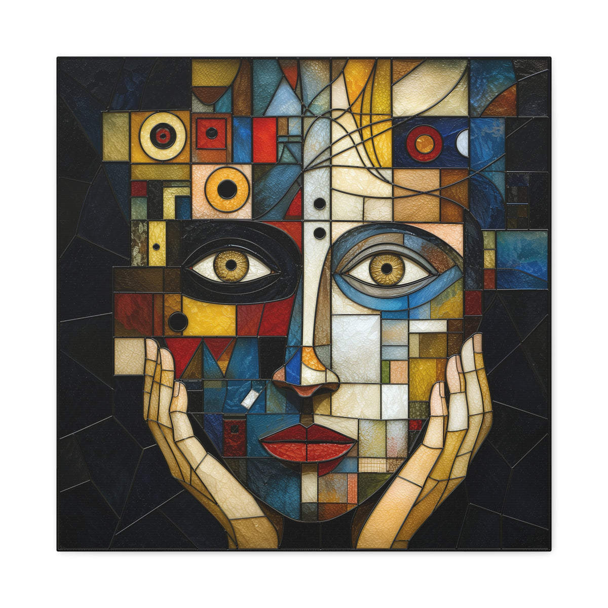 Seen From Within — Cubist Stained Glass Woman Portrait Wall Art