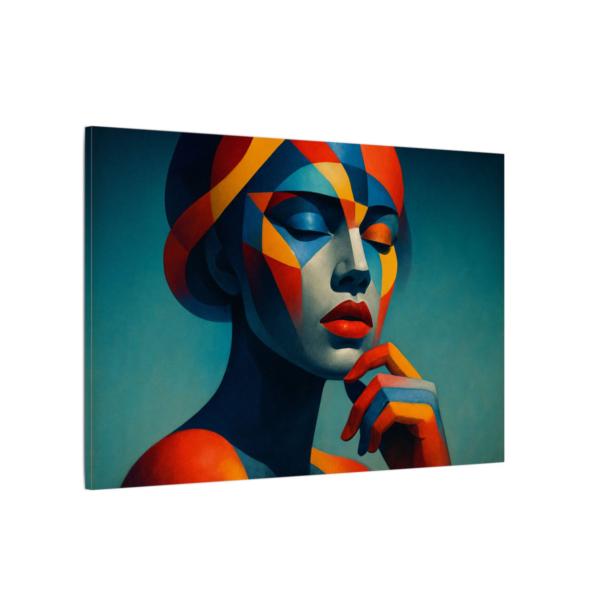 Composed in Color – Geometric Female Portrait Canvas Print