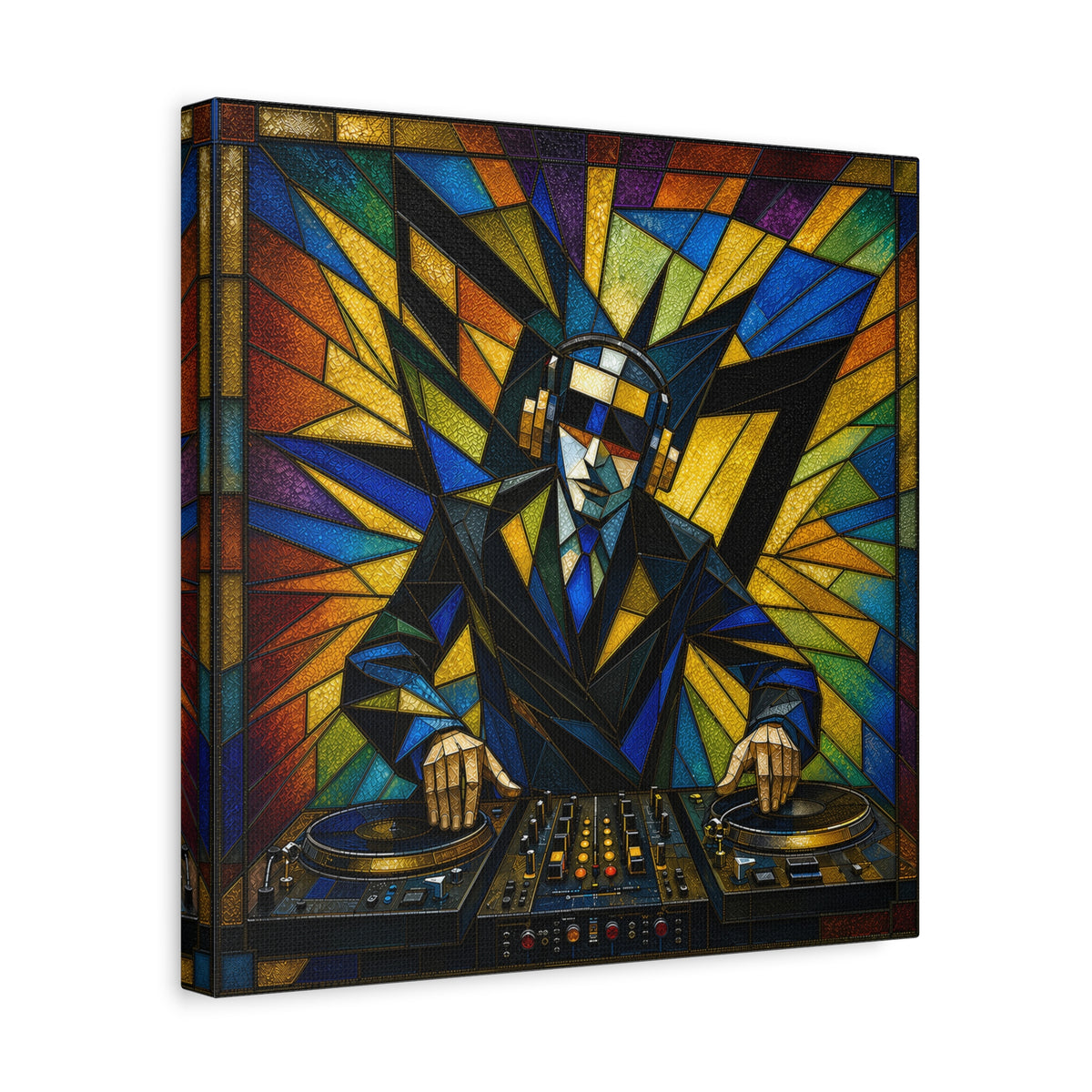 Frequency State – Abstract Stained Glass DJ Pop Art Canvas Print