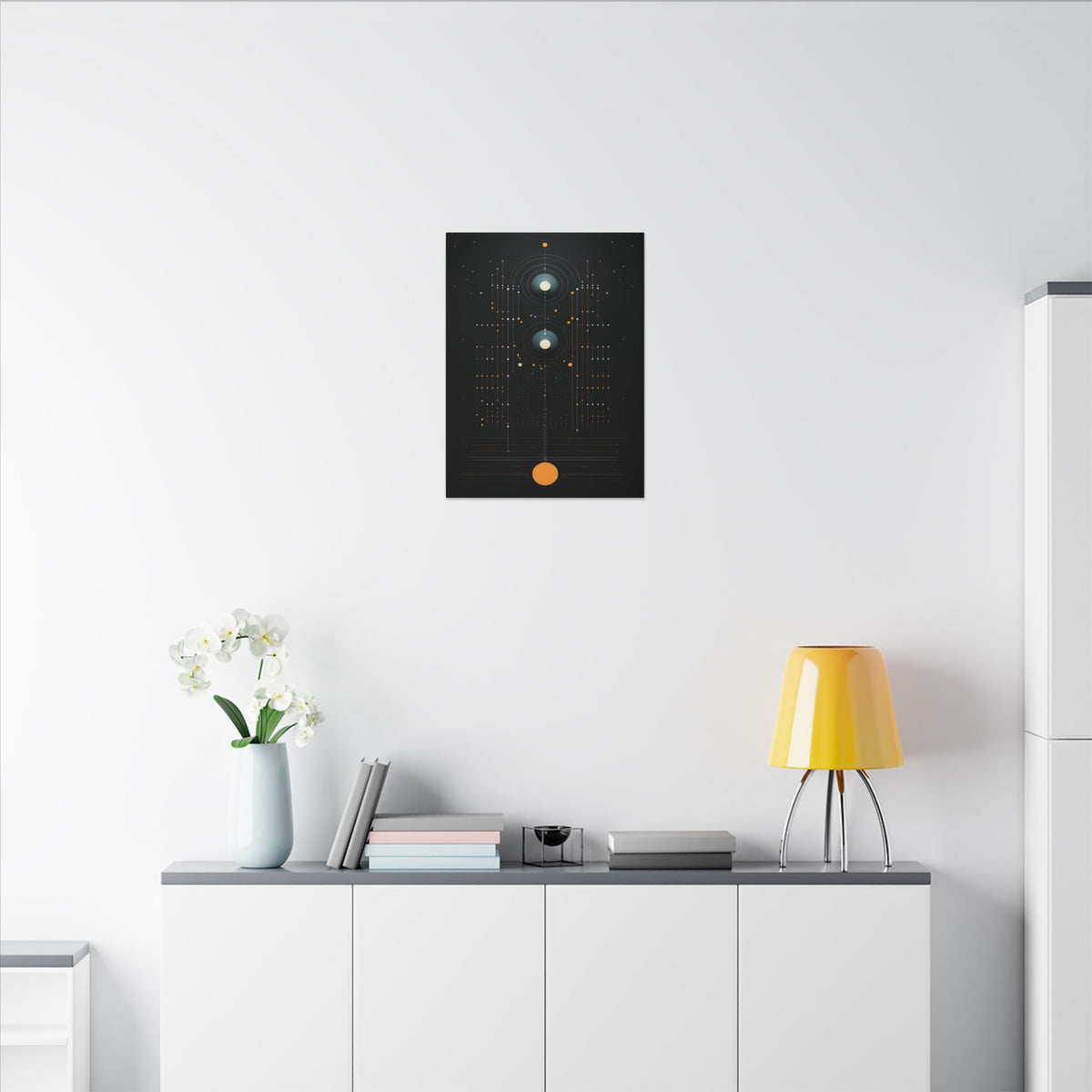 Signal From the Infinite – Black Gold Celestial Geometric Canvas Print