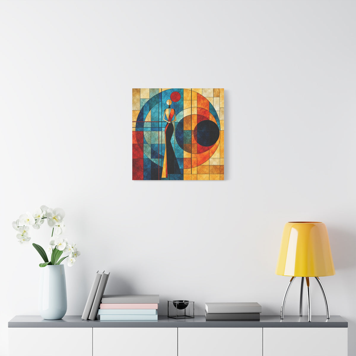 Orbit of Poise — Art Deco Stained Glass Woman Canvas
