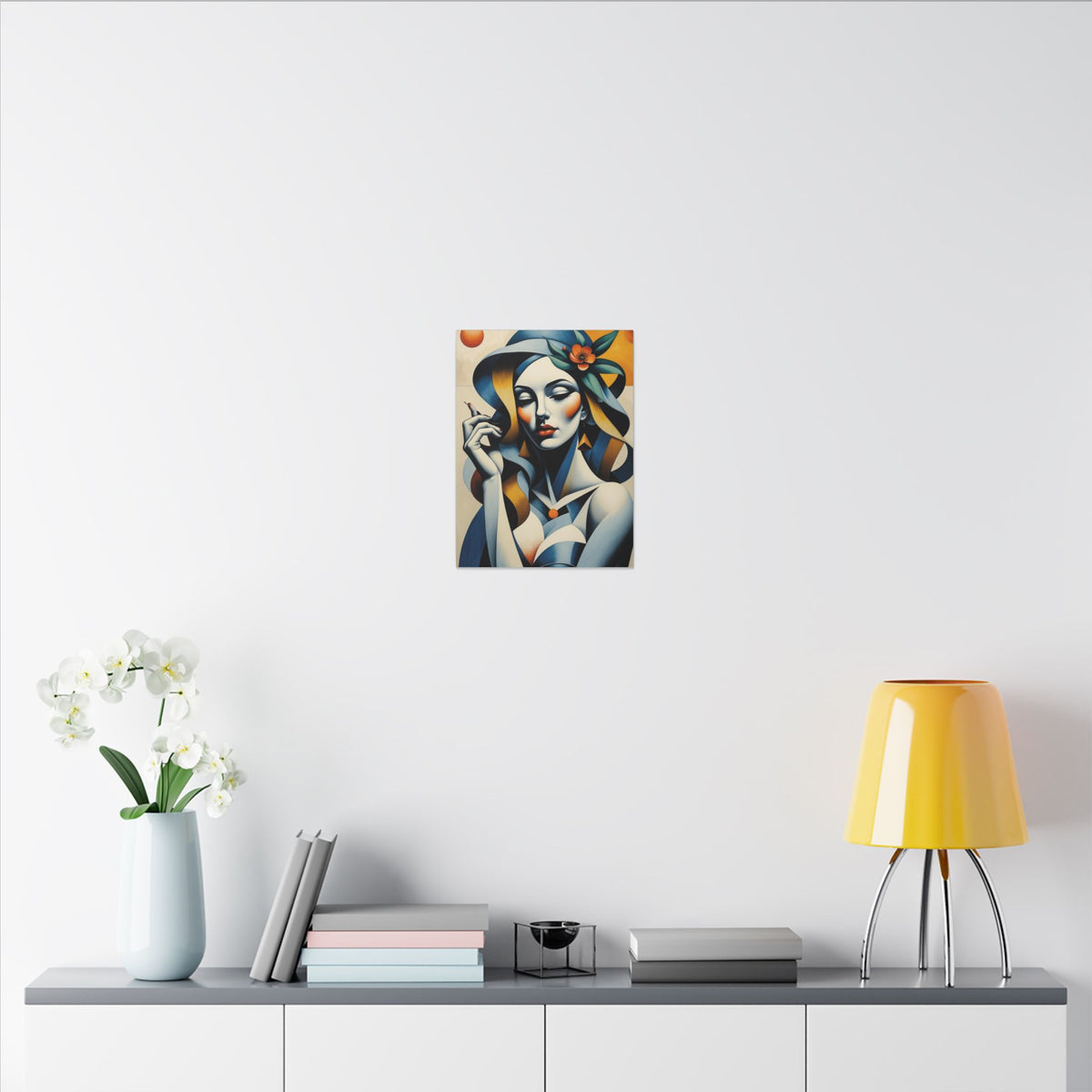 Blue Reverie – Geometric Female Portrait Canvas Print