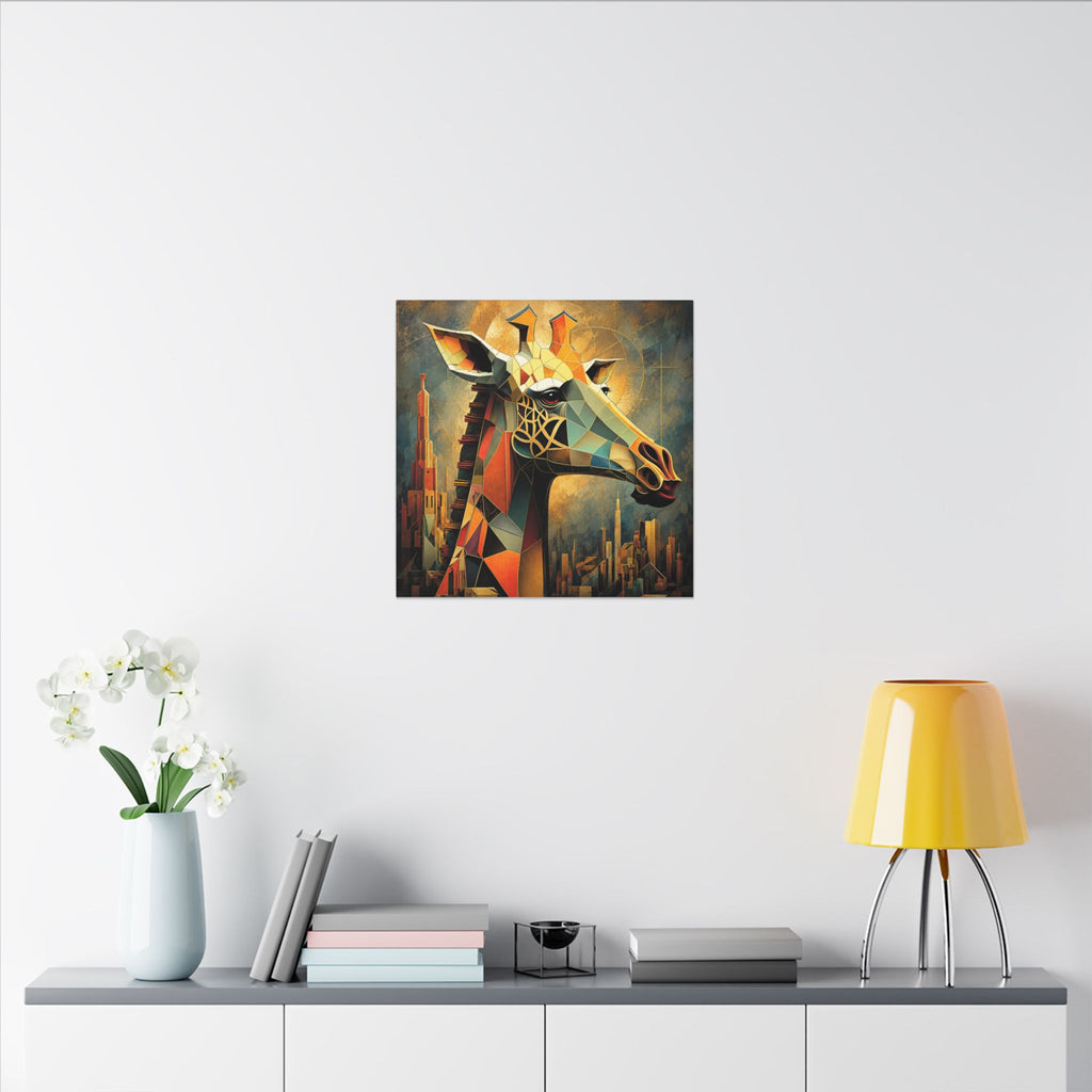 The Gilded Watcher — Cubist Giraffe Art Print