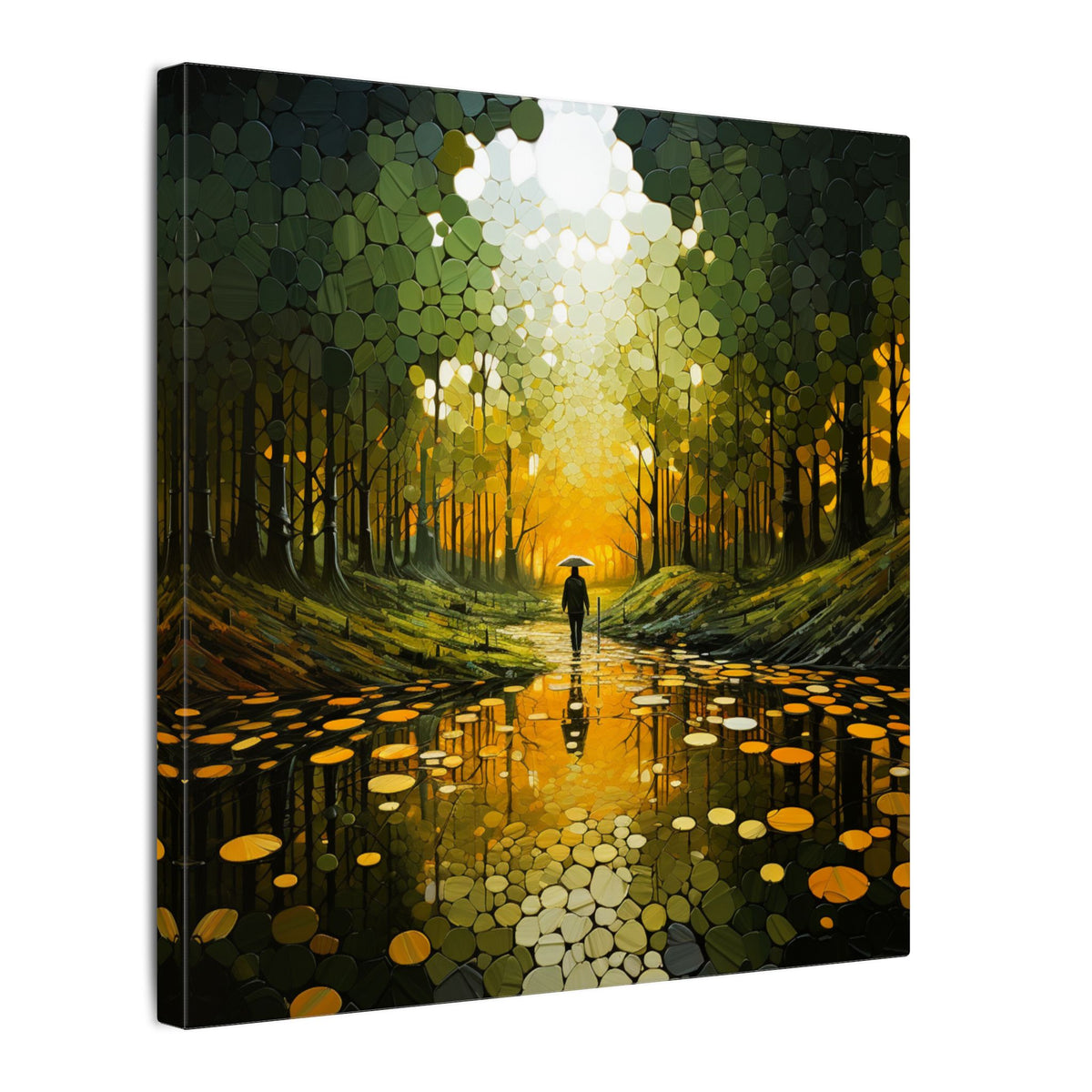Into the Gold – Abstract Forest Landscape Canvas Print