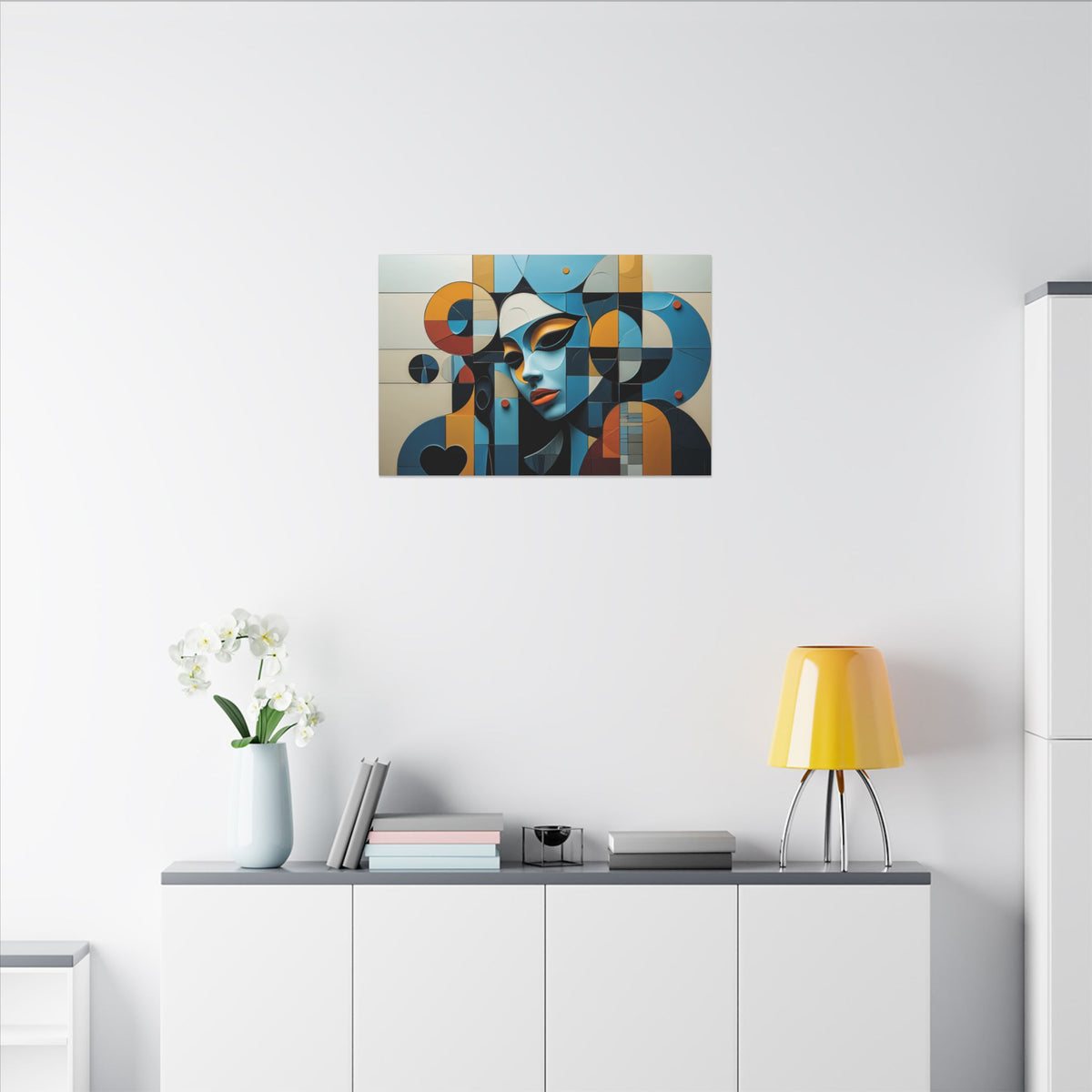Heart in the Geometry – Geometric Abstract Female Portrait Canvas Print