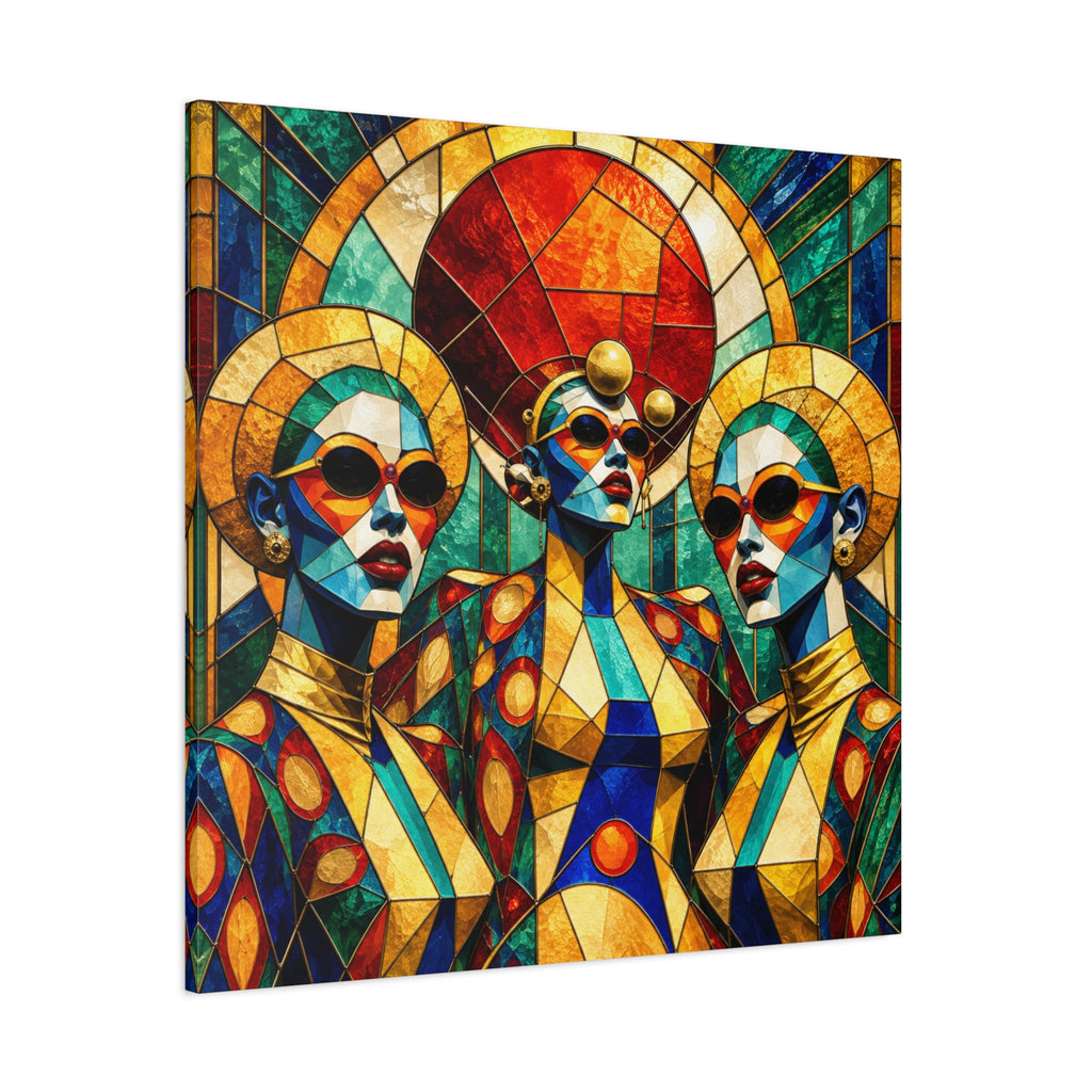 The Gilded Circle - Vibrant Geometric Portrait Wall Decor