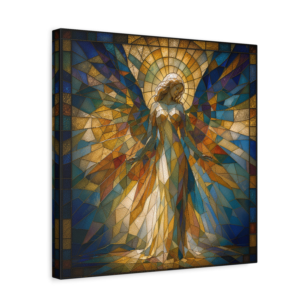 Radiance Descending — Stained-Glass Style Angelic Abstract Cubist Art Print