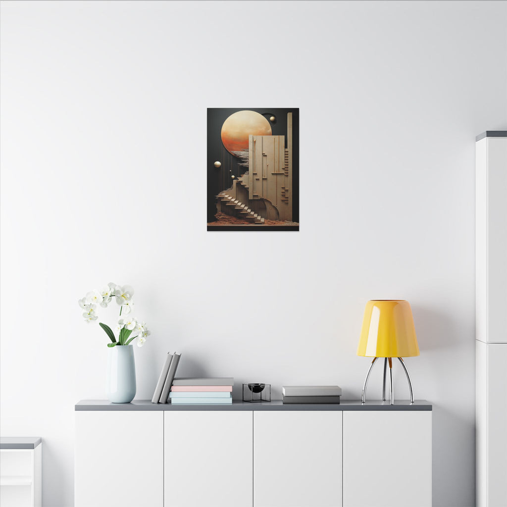 Stairway to Elsewhere – Surreal Futurist Architecture Canvas Print