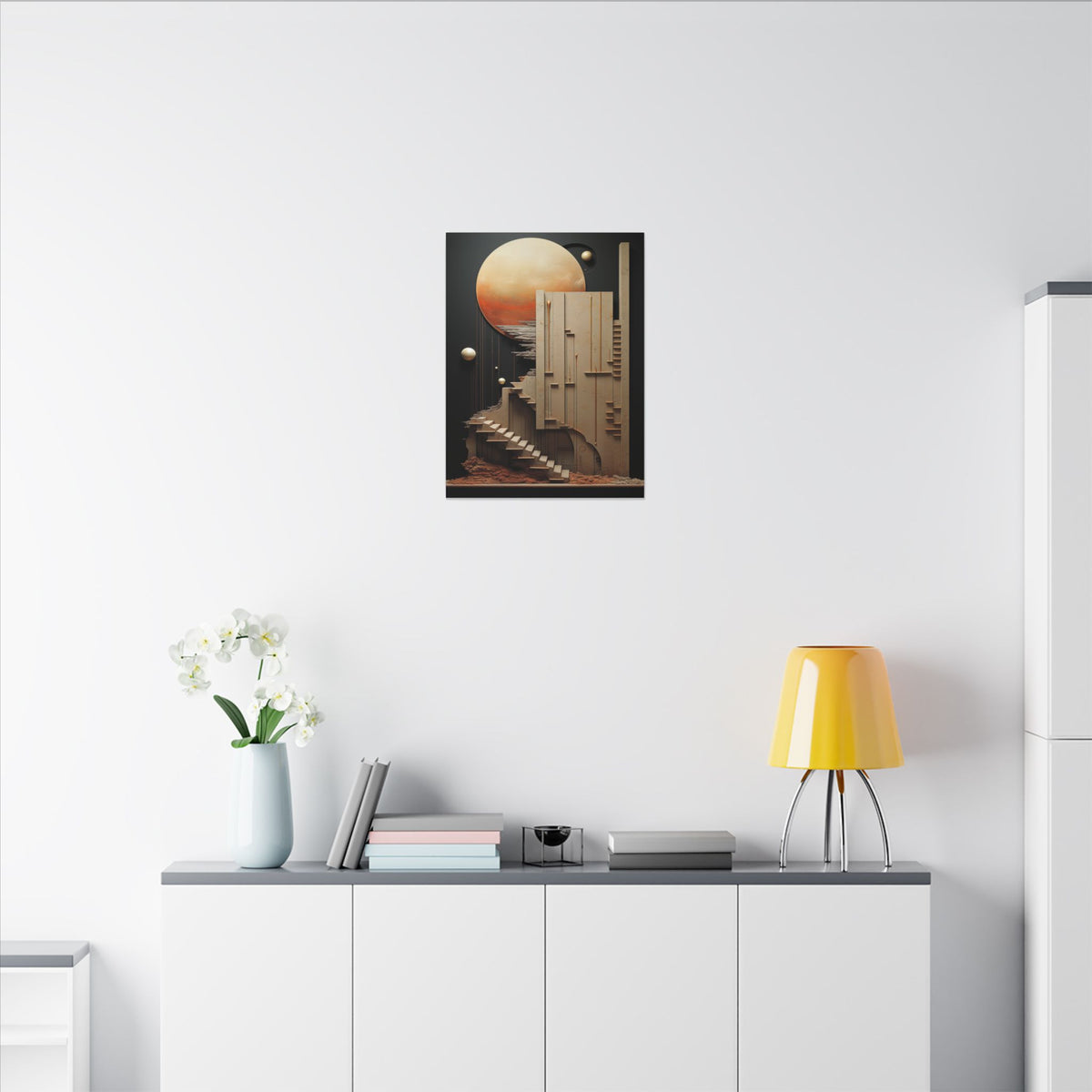Stairway to Elsewhere – Surreal Futurist Architecture Canvas Print