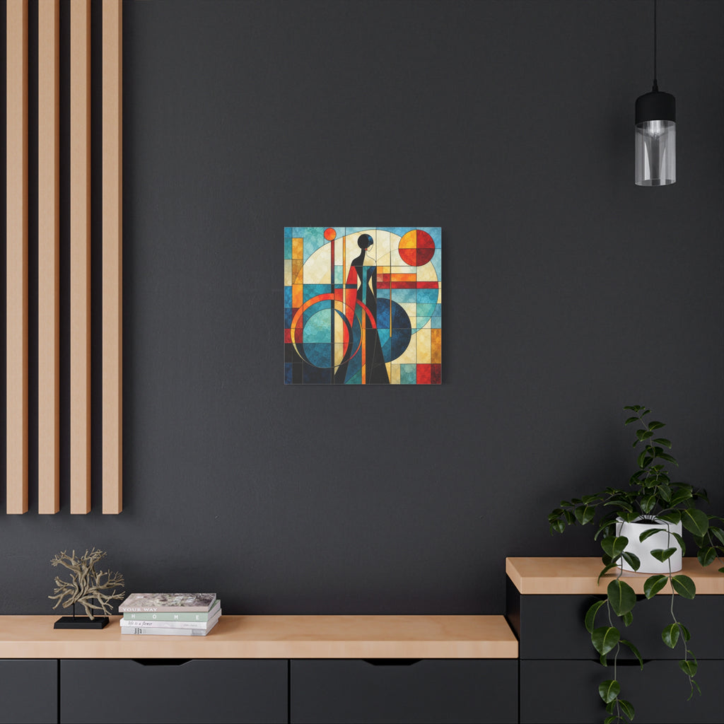 Solar Reverie — Art Deco Stained Glass Woman Canvas
