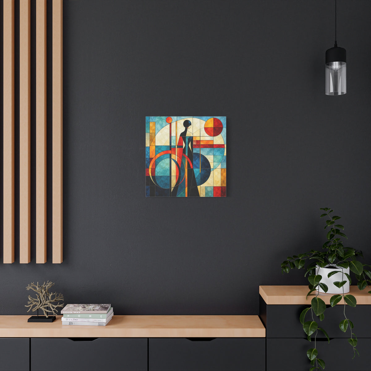 Solar Reverie — Art Deco Stained Glass Woman Canvas