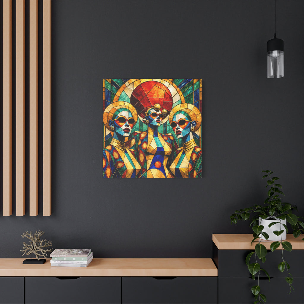 The Gilded Circle - Vibrant Geometric Portrait Wall Decor