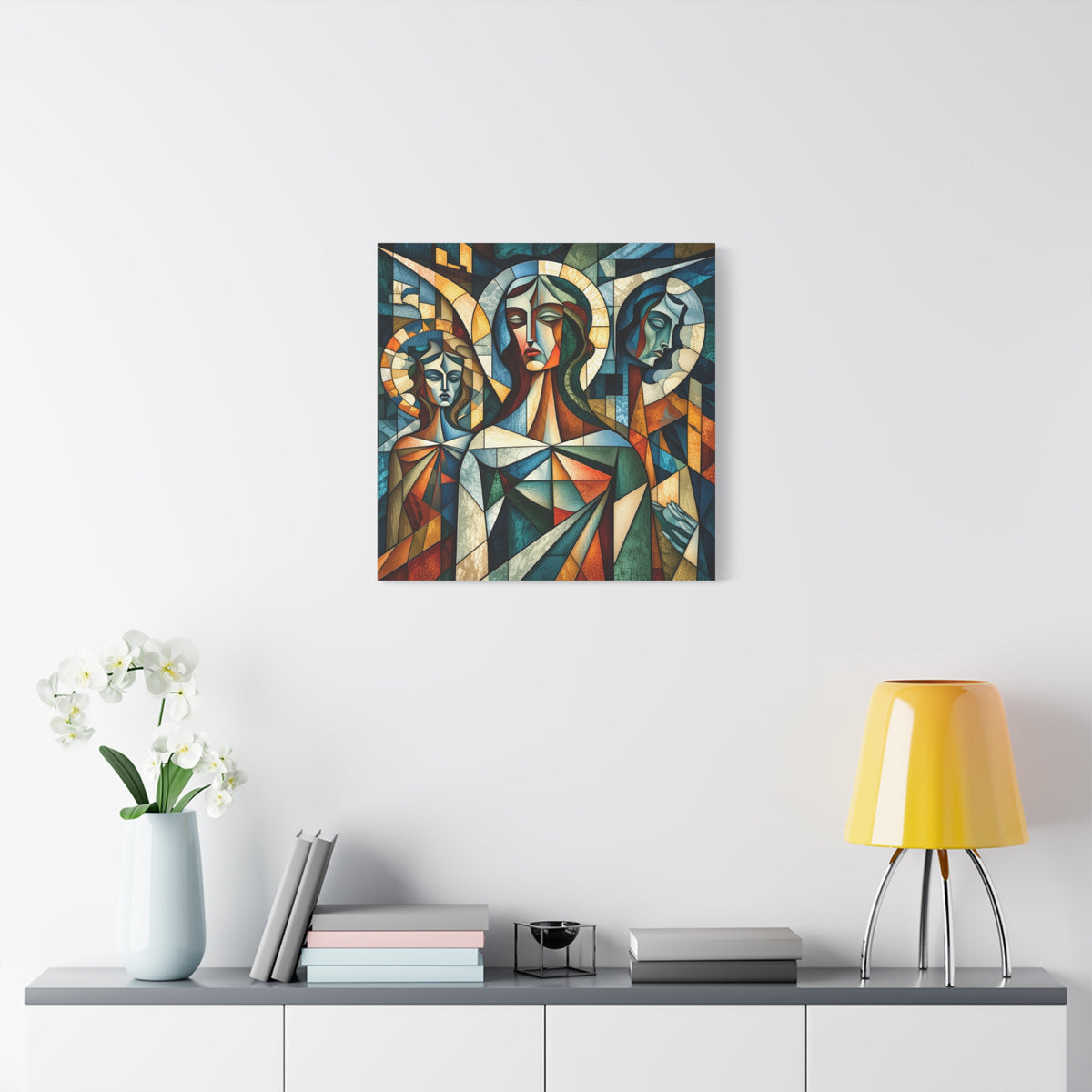 The Ones Who Watch Over Us | Cubist Stained Glass Angel Art