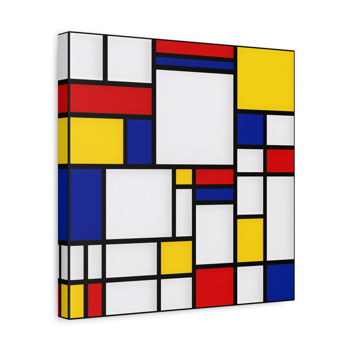 Abstract Geometric Canvas Art – Red, Blue & Yellow Stretched Print