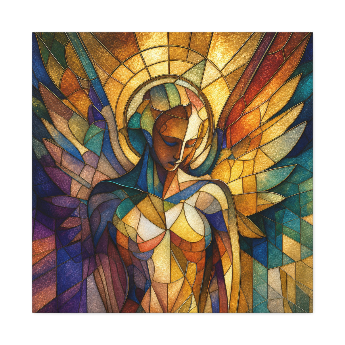 Grace in Full Color — Modern Stained Glass Angel Wall Art