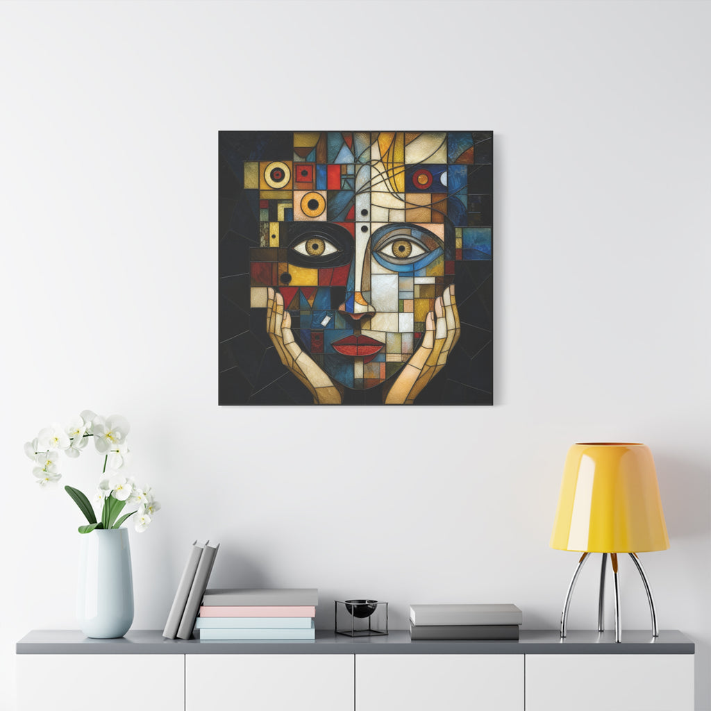 Seen From Within — Cubist Stained Glass Woman Portrait Wall Art