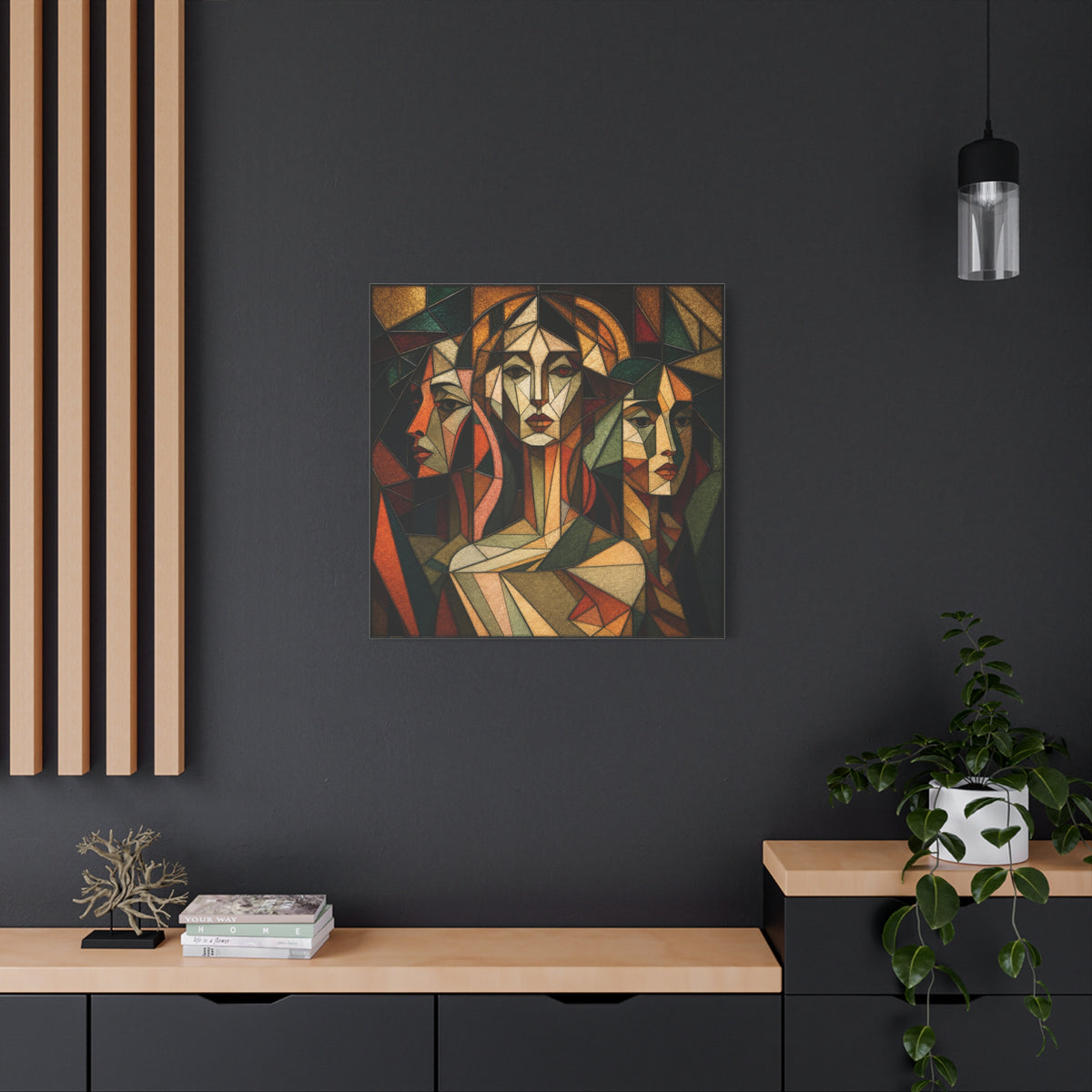 Three Ways of Seeing — Cubist Stained Glass Women Wall Art
