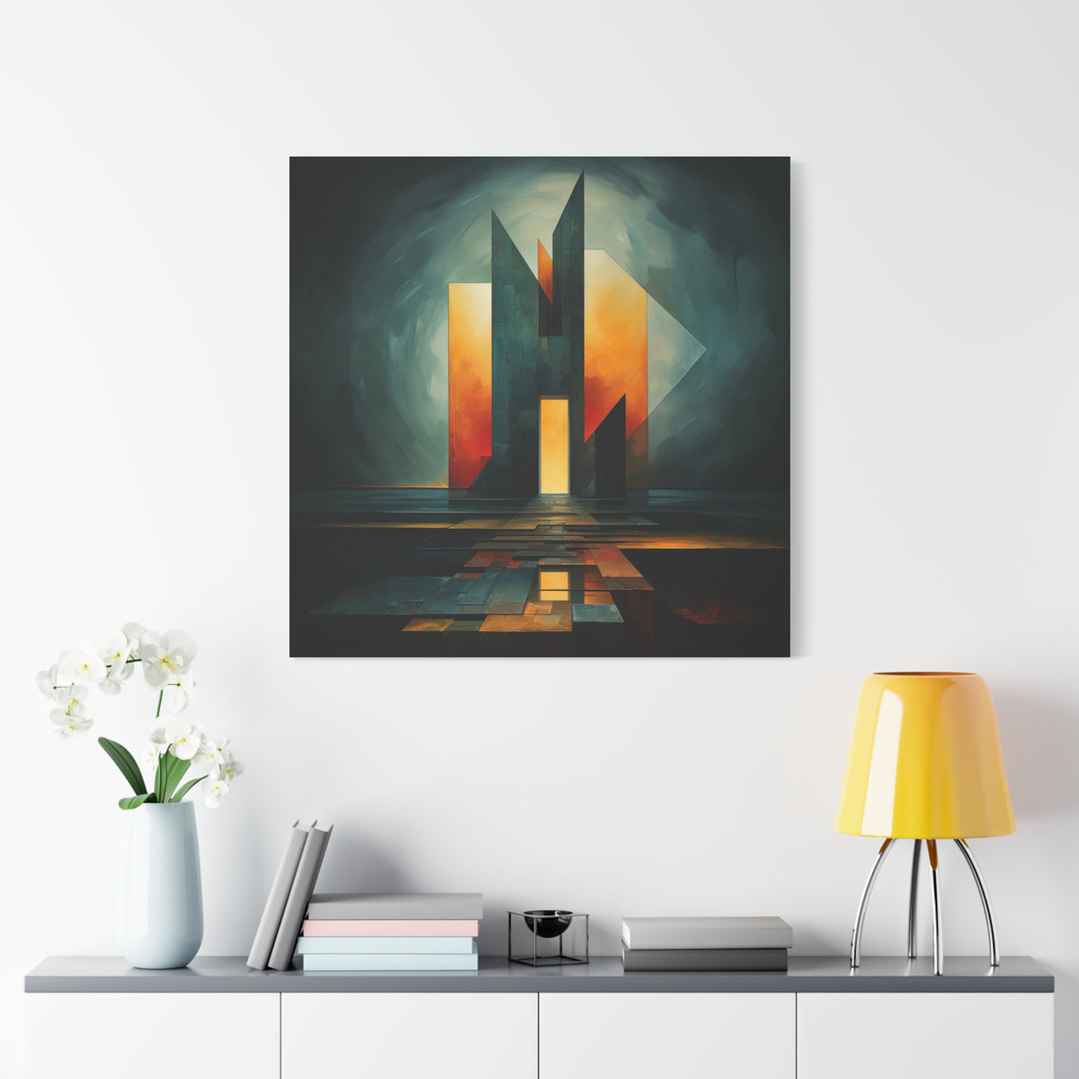 Temple of Arrival — Futuristic Architectural Abstract Wall Art