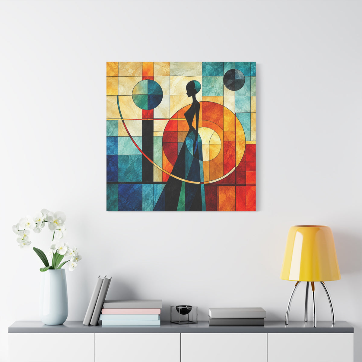 Poise in Motion — Art Deco Stained Glass Woman Canvas