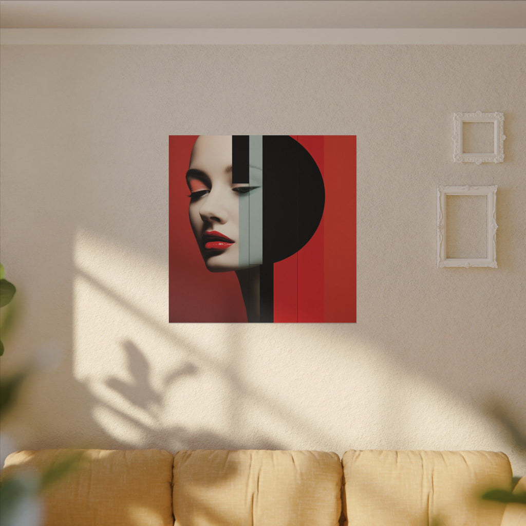 Red Eclipse – Modern Geometric Fashion Portrait Canvas Print