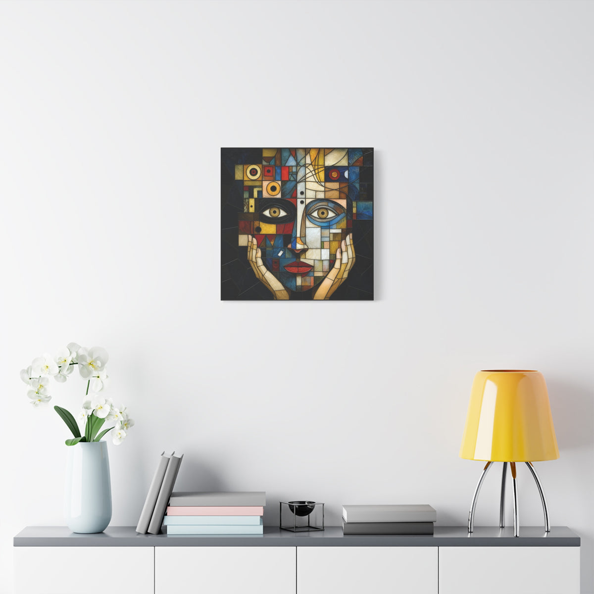 Seen From Within — Cubist Stained Glass Woman Portrait Wall Art