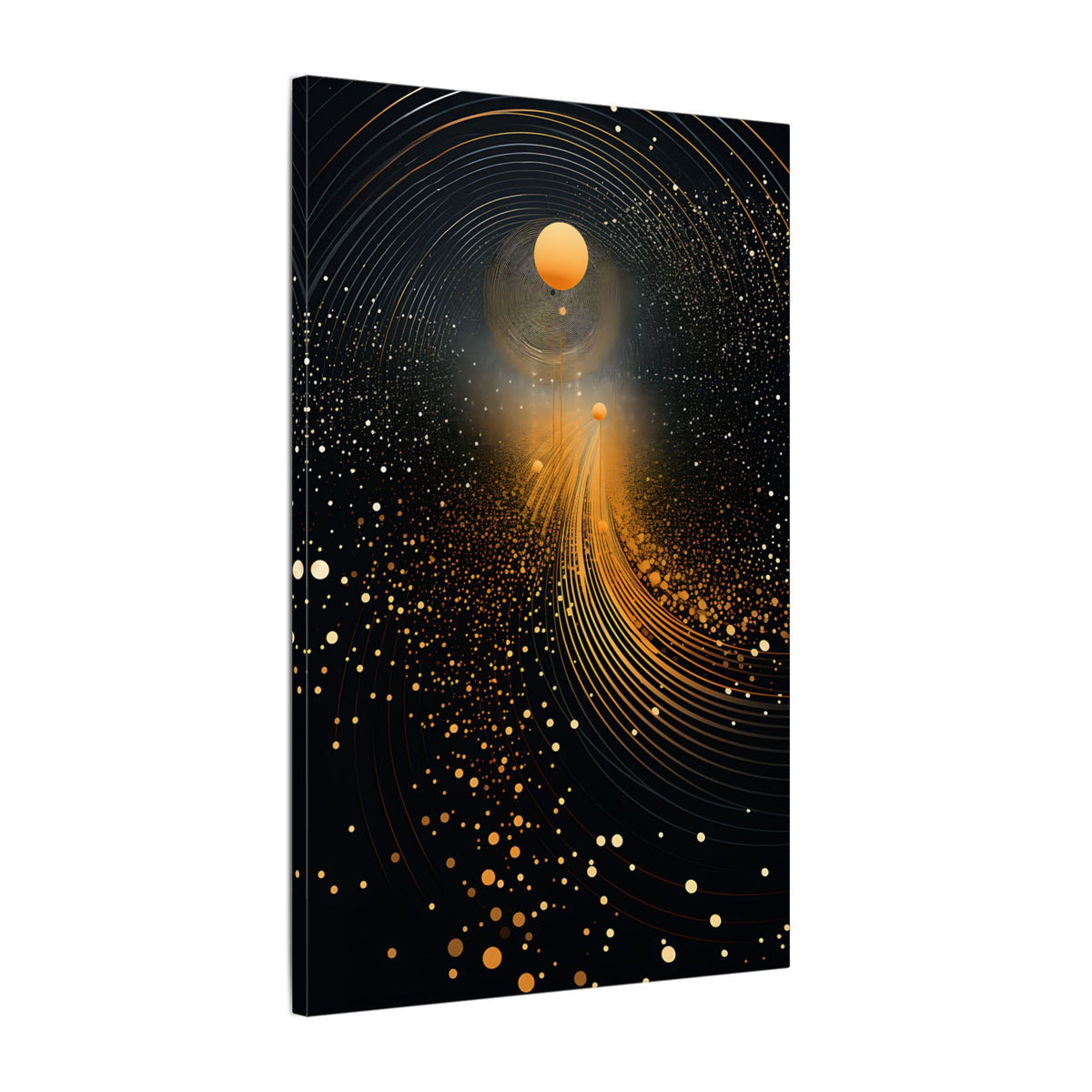 Into the Infinite – Black Gold Celestial Abstract Canvas Print