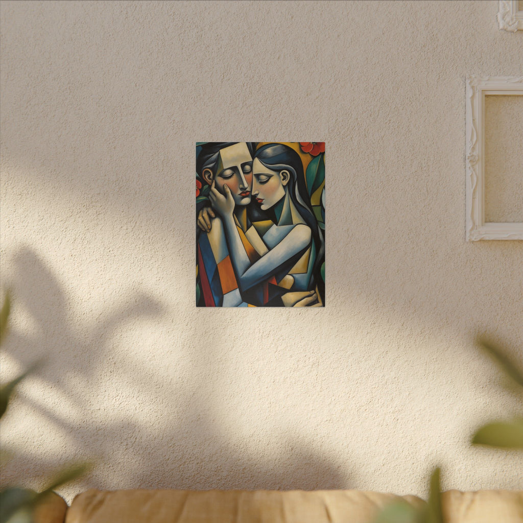 Close Enough to Hear – Modern Geometric Couple Portrait Canvas Print
