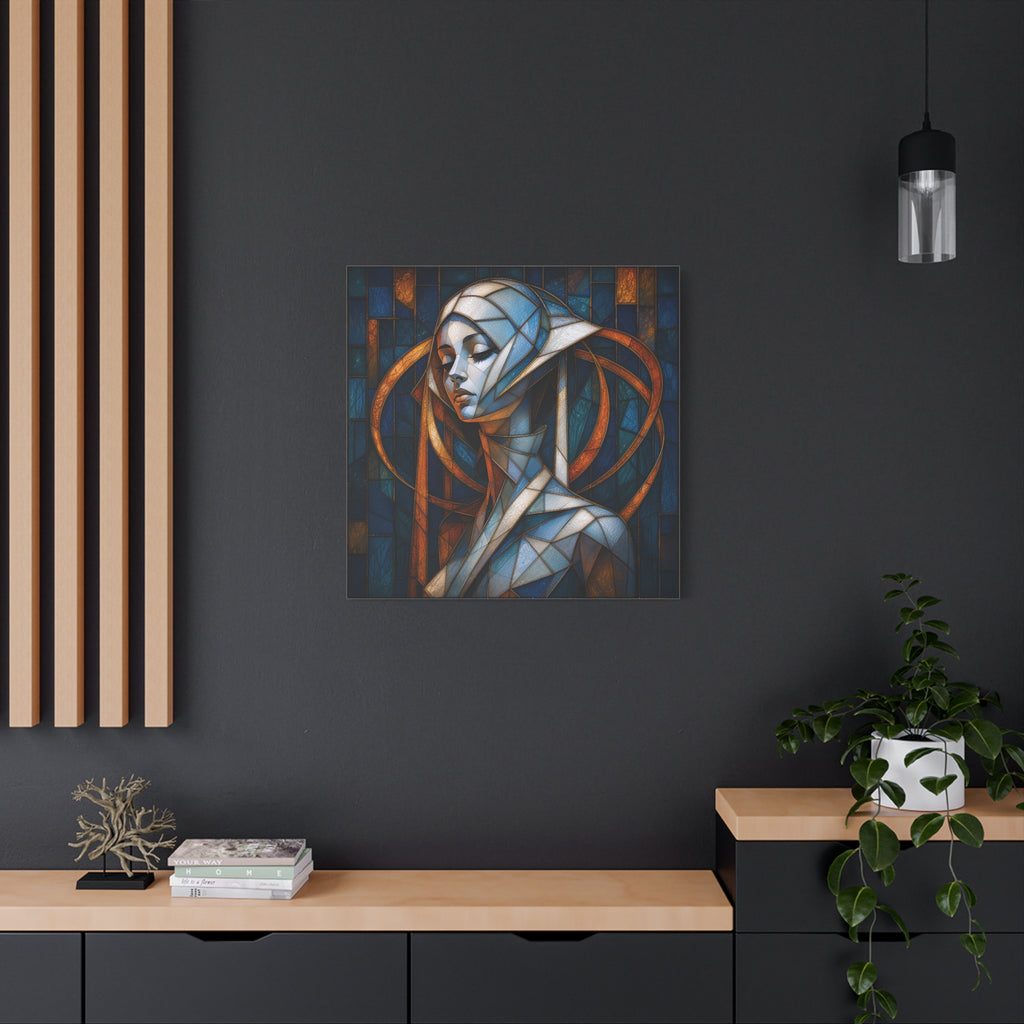 Cathedral of Her Own — Modern Stained Glass Woman Portrait Art