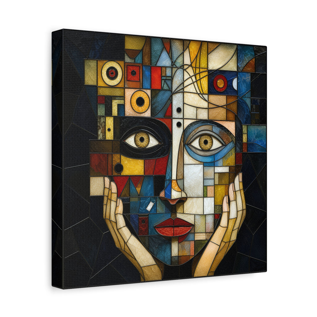 Seen From Within — Cubist Stained Glass Woman Portrait Wall Art