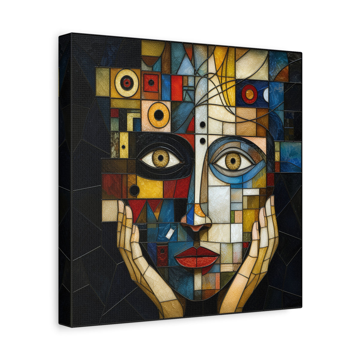 Seen From Within — Cubist Stained Glass Woman Portrait Wall Art