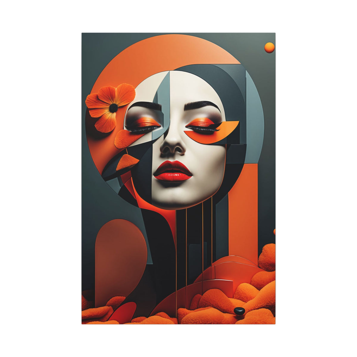 Ember Bloom – Geometric Floral Female Portrait Canvas Print