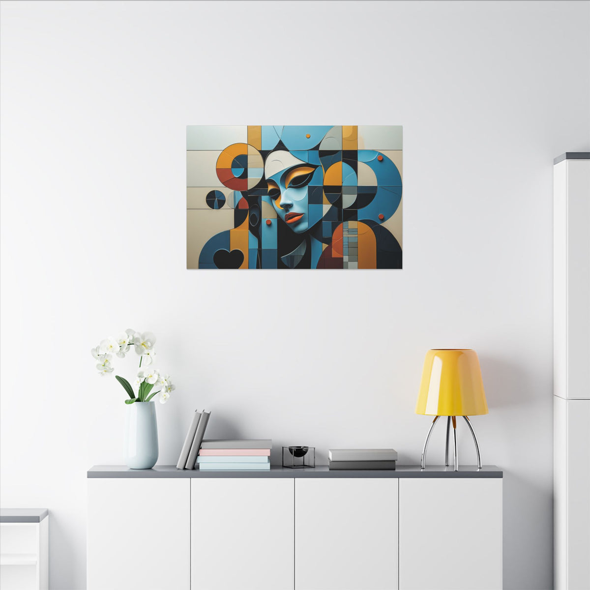 Heart in the Geometry – Geometric Abstract Female Portrait Canvas Print