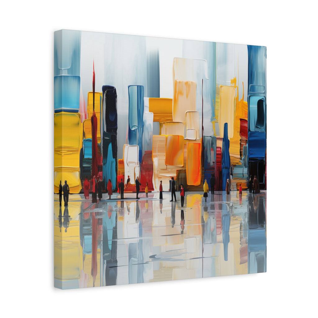 City in Reflection – Abstract Urban Skyline Canvas Print