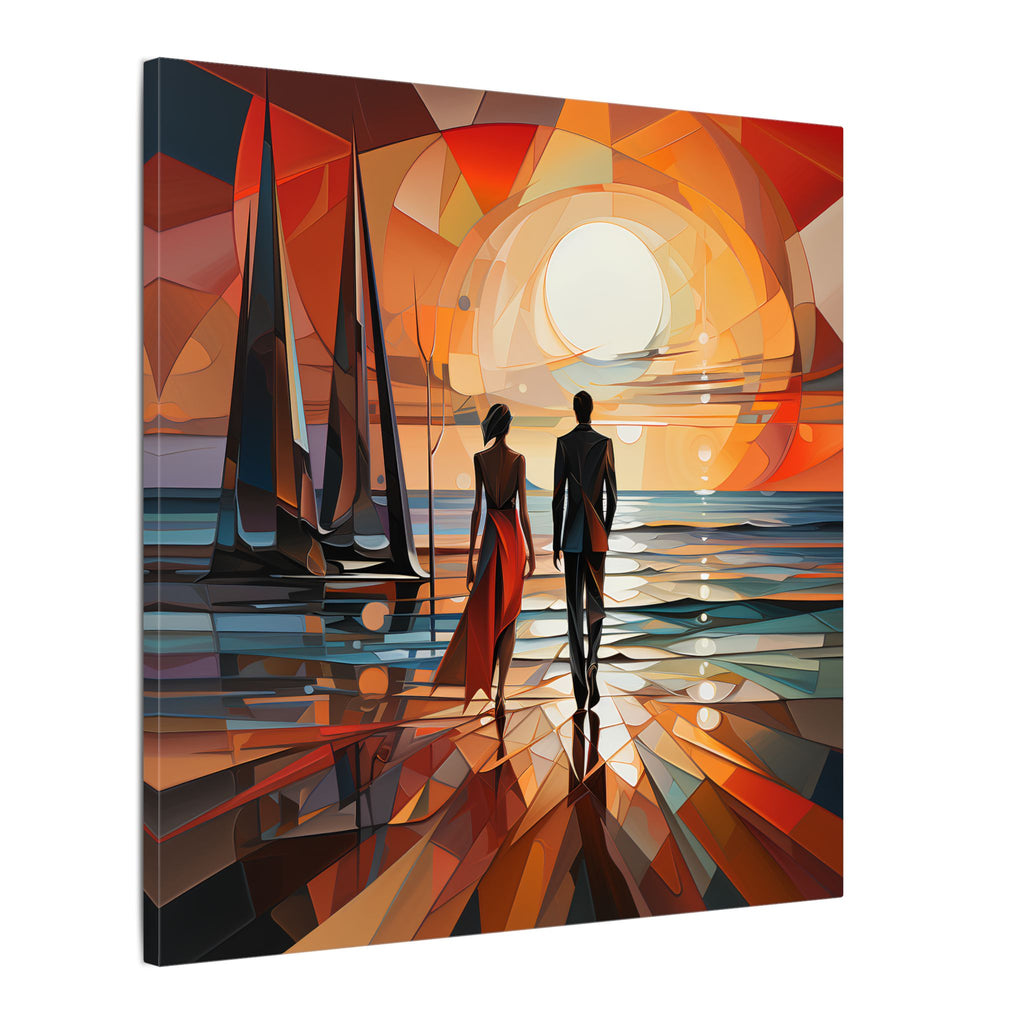 Toward the Last Light – Geometric Couple Sunset Canvas Print