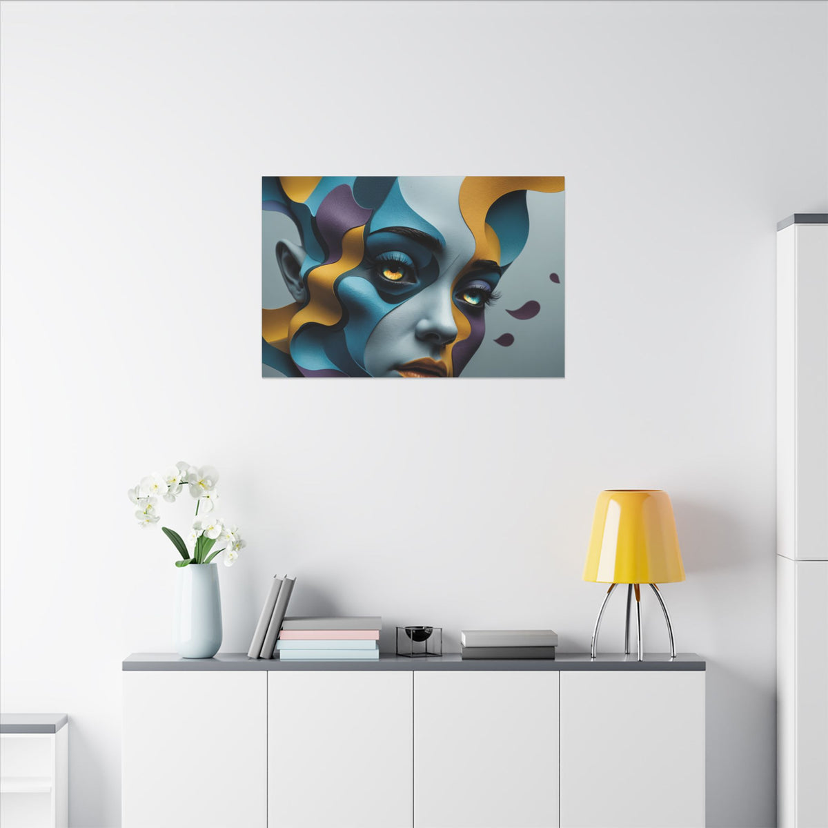 Soft Frequency – Abstract Geometric Female Portrait Canvas Print