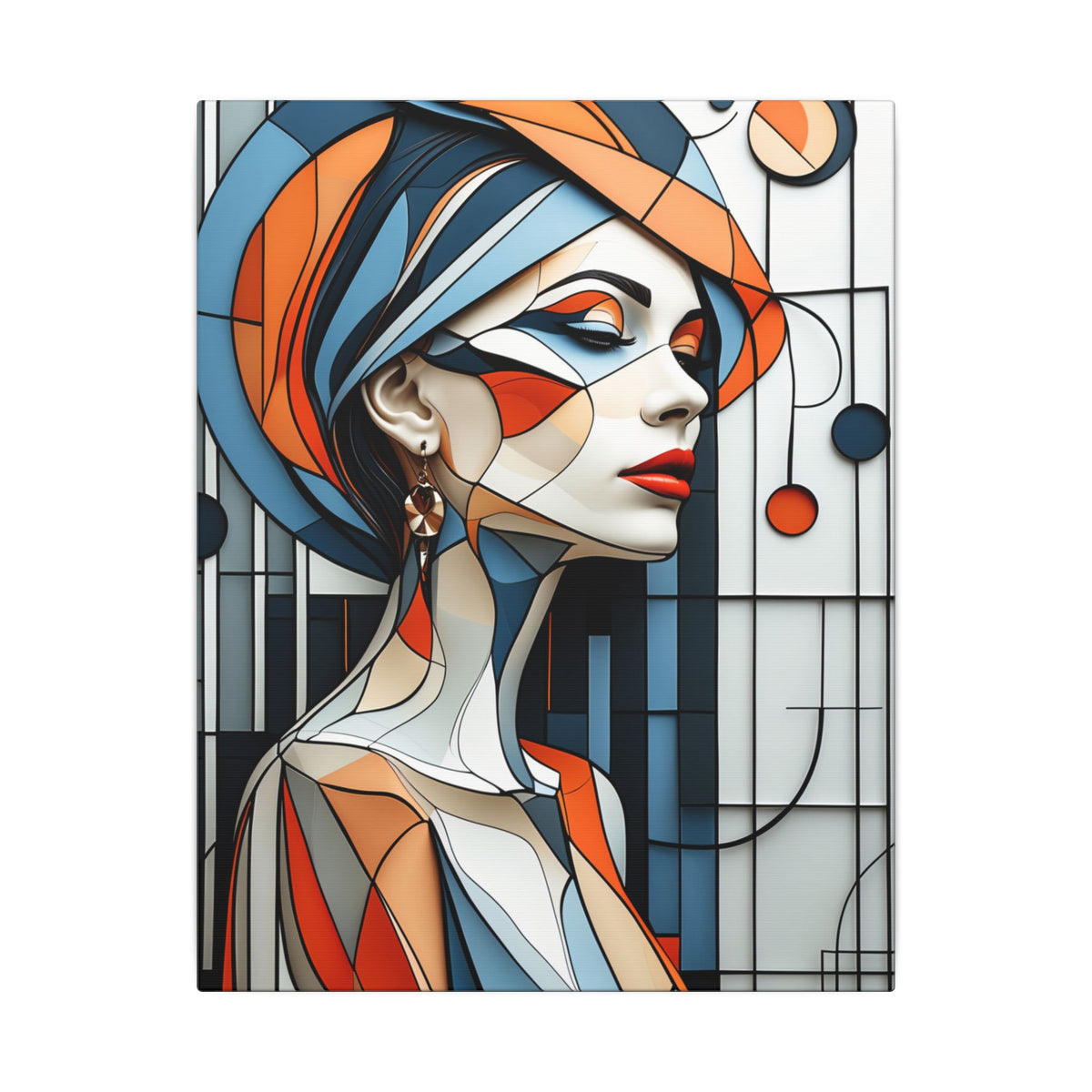 Poise in Orbit – Geometric Female Portrait Canvas Print