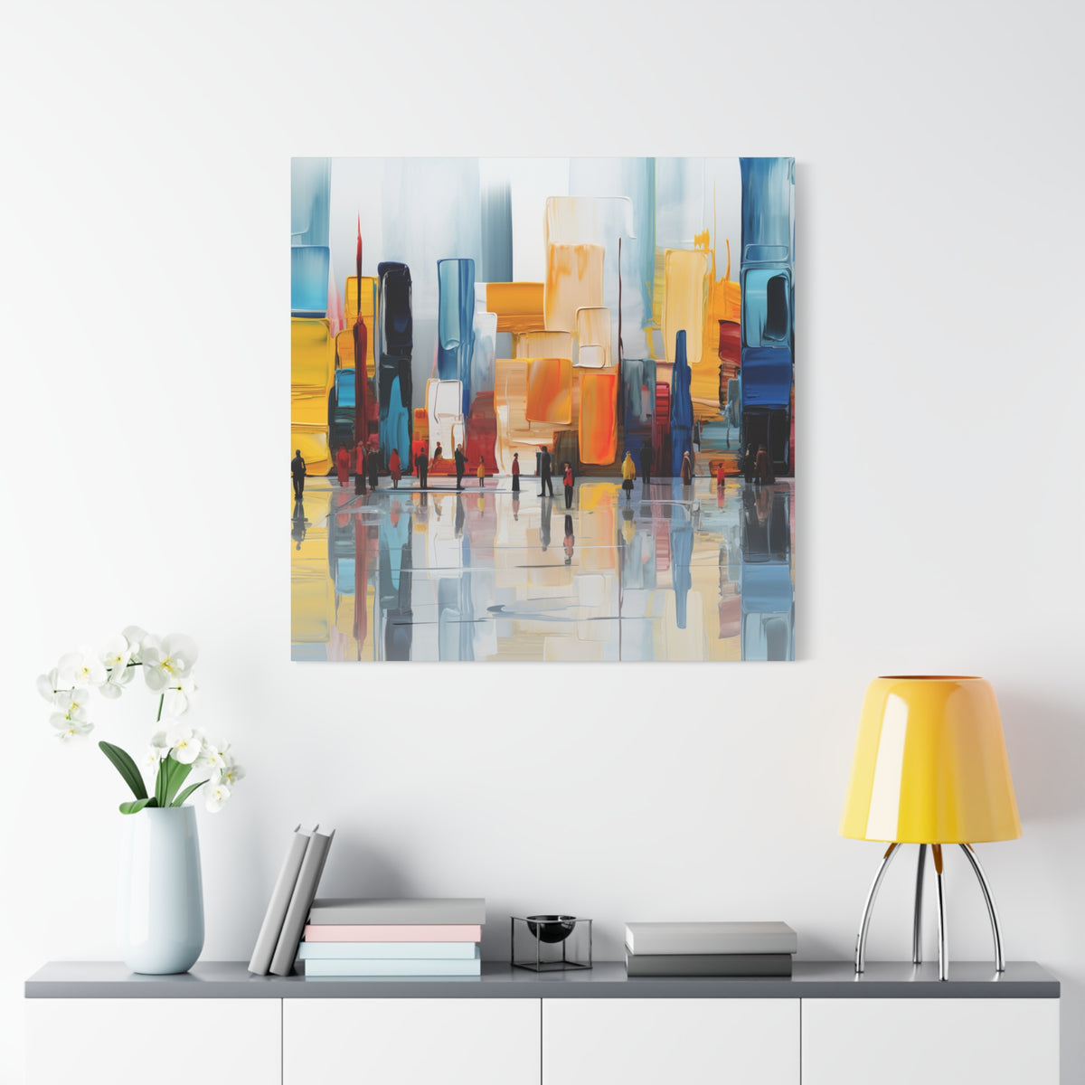 City in Reflection – Abstract Urban Skyline Canvas Print