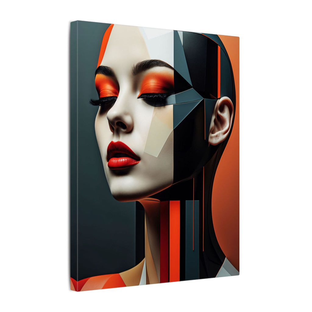 Quiet Voltage – Futurist Geometric Female Portrait Canvas Print